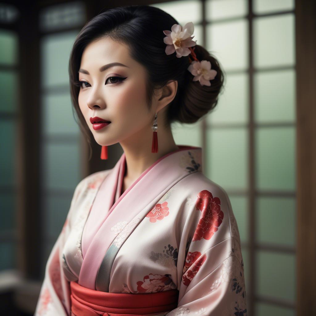 A stunning image of asian woman in kimono, elegant and sensual.