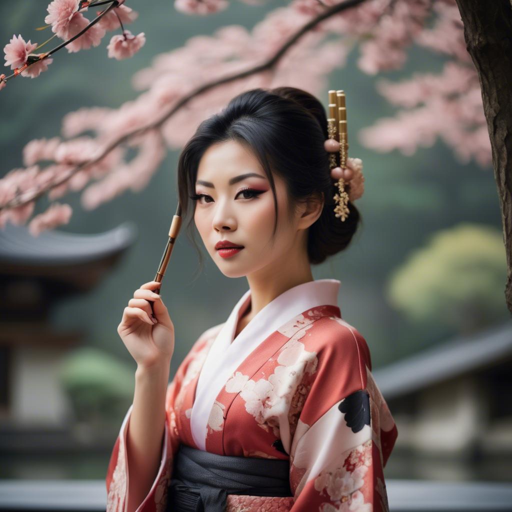 A stunning image of asian woman in kimono, elegant and sensual.