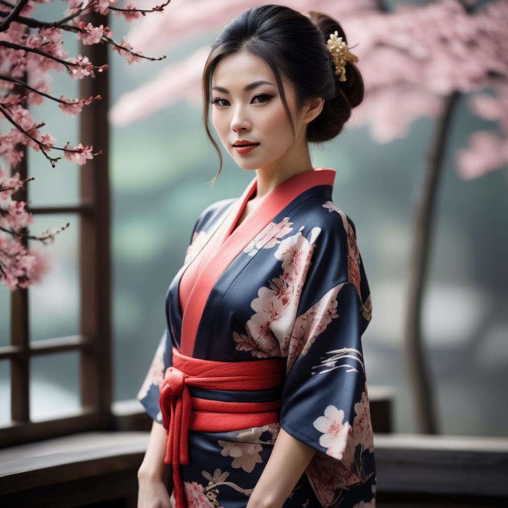 A stunning image of asian woman in kimono, elegant and sensual.