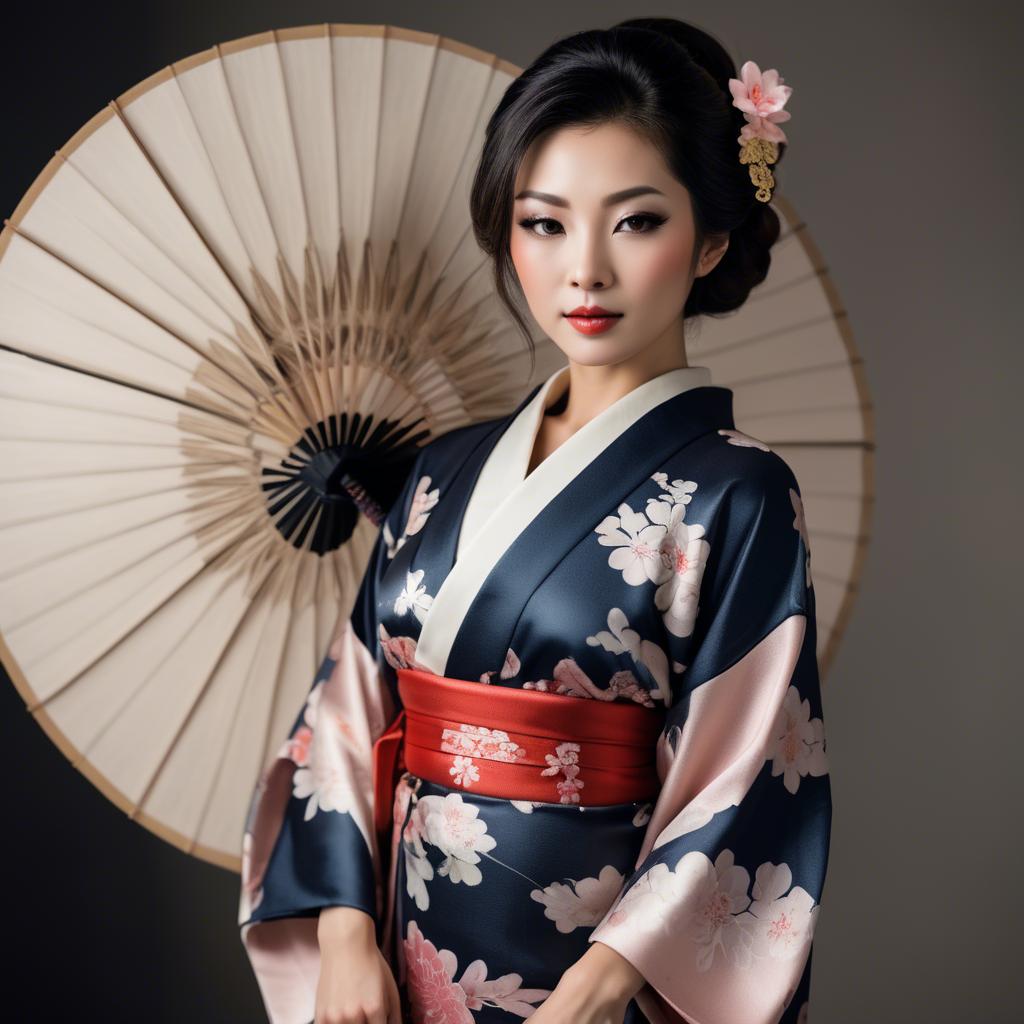 A stunning image of asian woman in kimono, elegant and sensual.