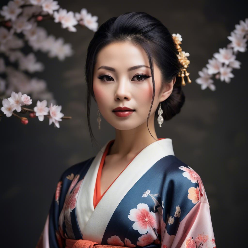A stunning image of asian woman in kimono, elegant and sensual.