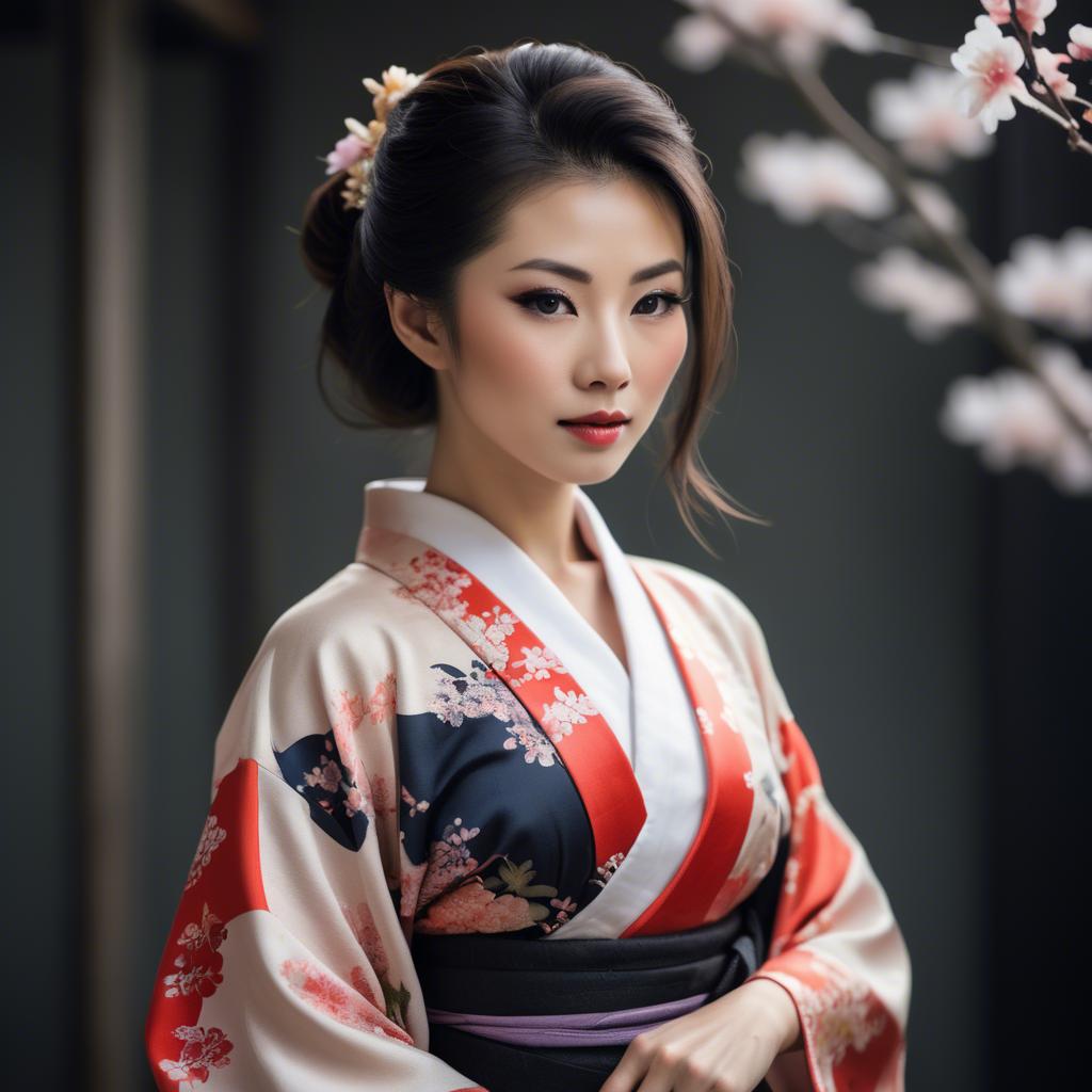 A stunning image of asian woman in kimono, elegant and sensual.