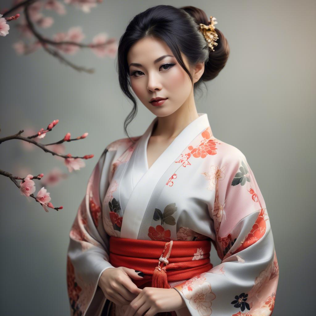 A stunning image of asian woman in kimono, elegant and sensual.