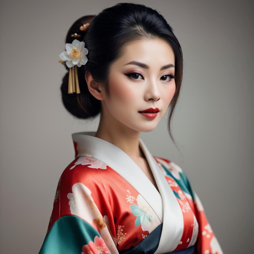 A stunning image of asian woman in kimono, elegant and sensual.