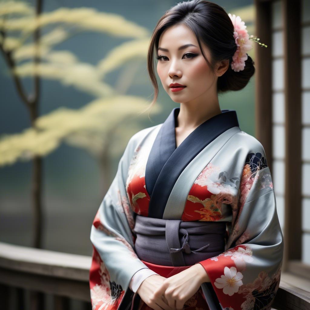 A stunning image of asian woman in kimono, elegant and sensual.