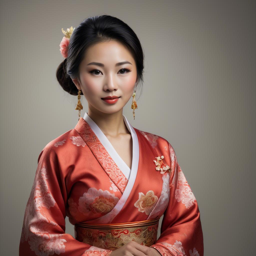 A stunning image of asian woman in traditional attire.