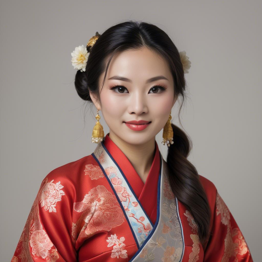 A stunning image of asian woman in traditional attire.