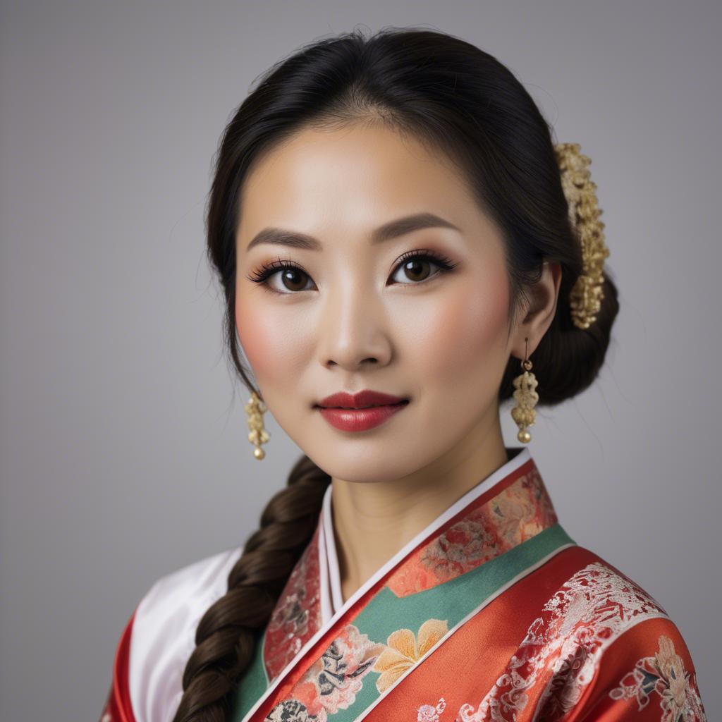 A stunning image of asian woman in traditional attire.