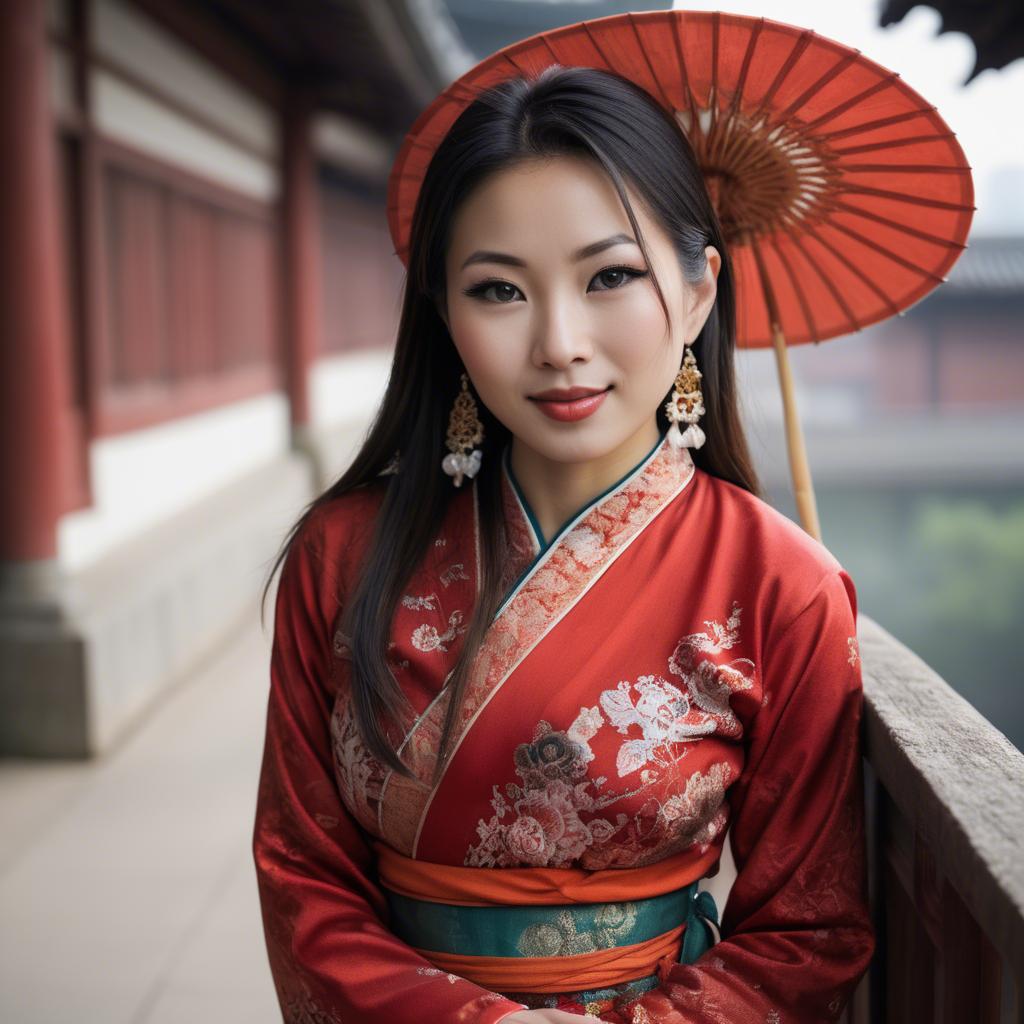 A stunning image of asian woman in traditional attire.
