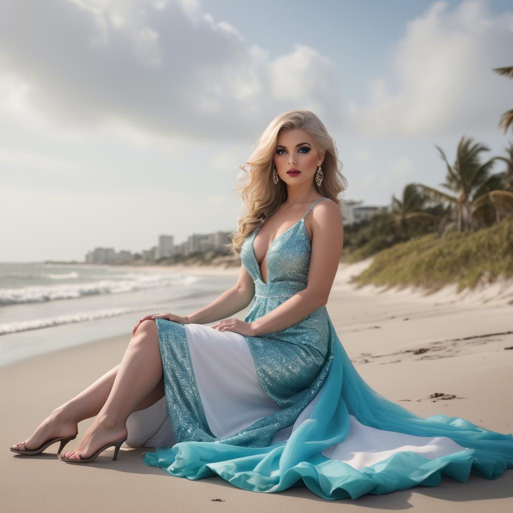 A stunning image of beachside glamour photoshoot.