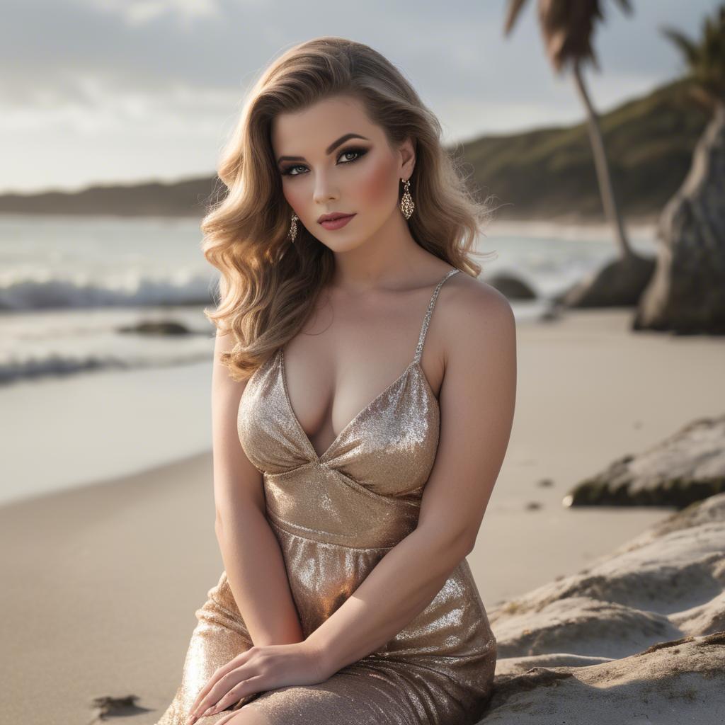 A stunning image of beachside glamour photoshoot.
