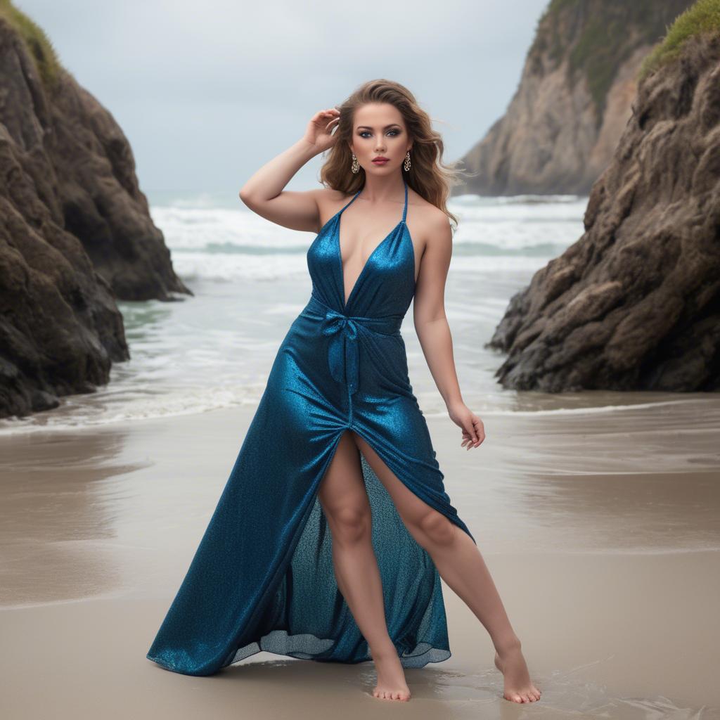 A stunning image of beachside glamour photoshoot.