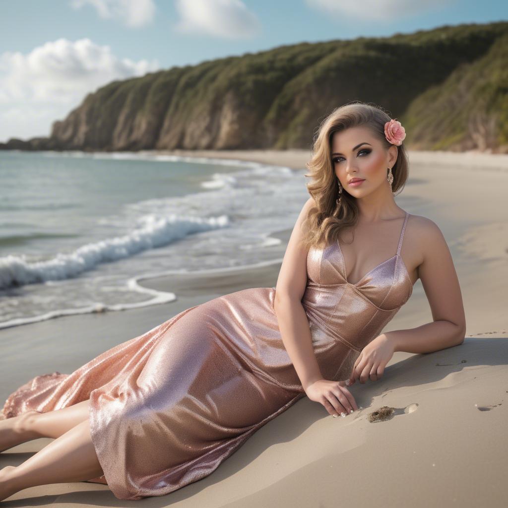 A stunning image of beachside glamour photoshoot.