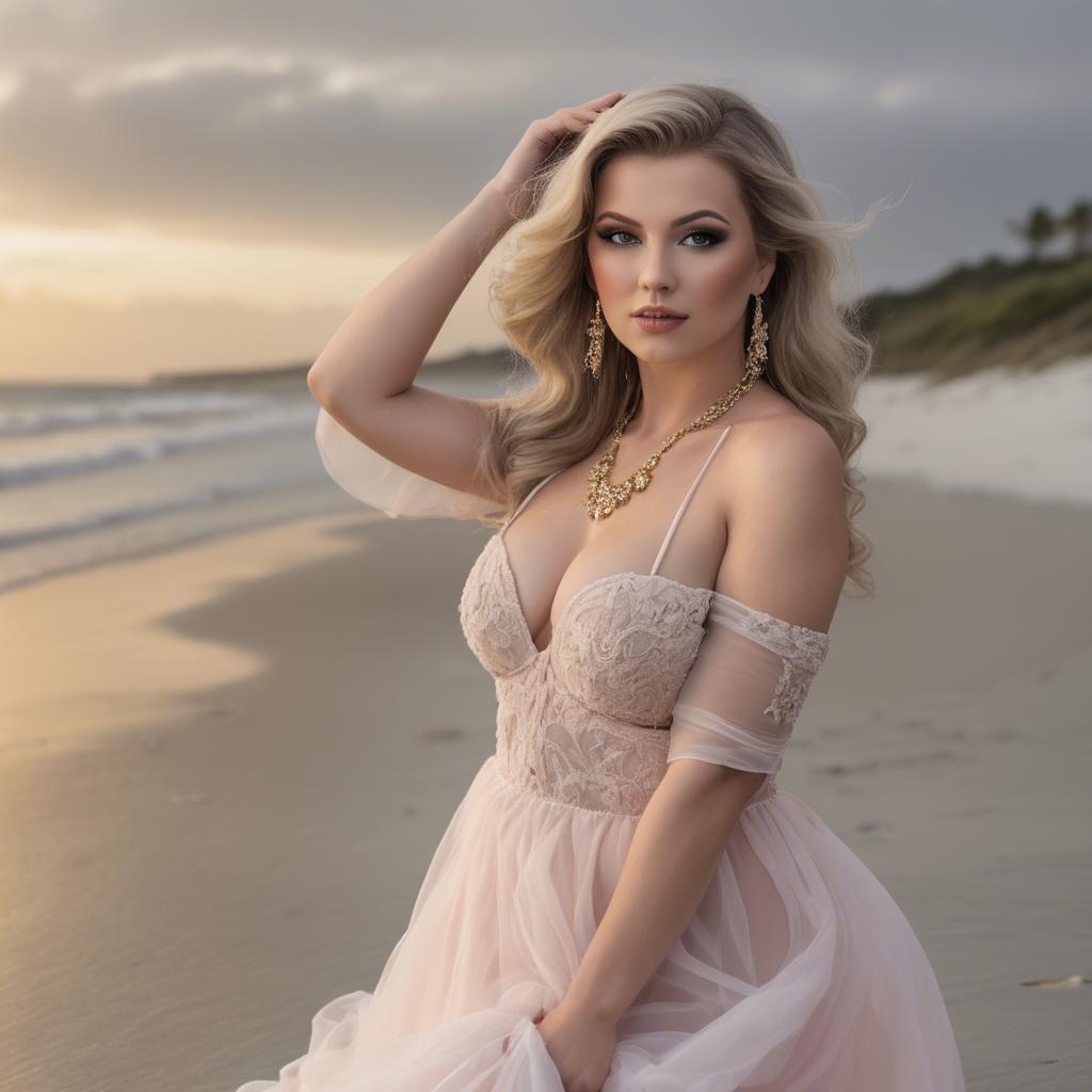A stunning image of beachside glamour photoshoot.