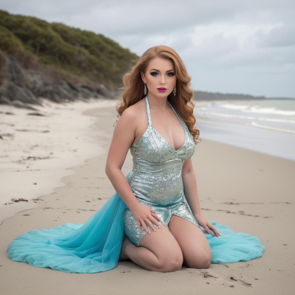 A stunning image of beachside glamour photoshoot.
