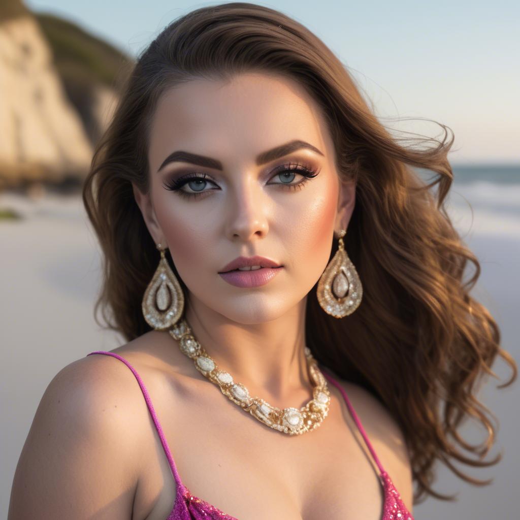 A stunning image of beachside glamour photoshoot.