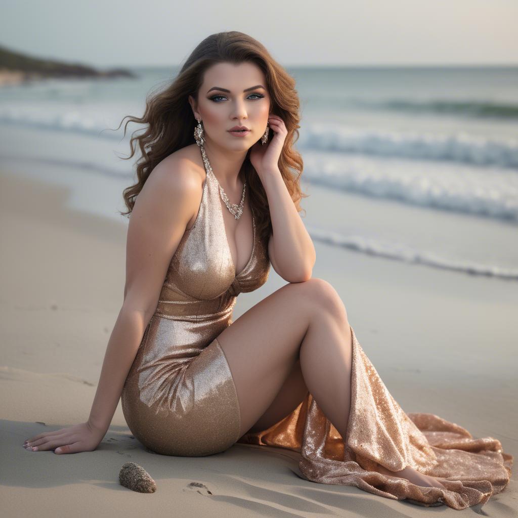 A stunning image of beachside glamour photoshoot.