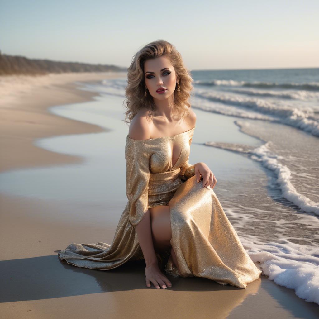 A stunning image of beachside glamour photoshoot.