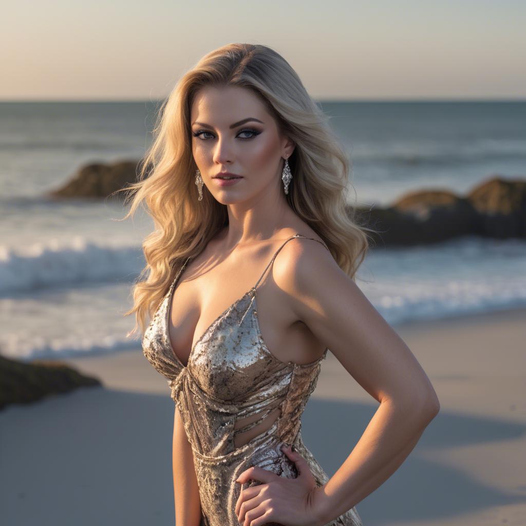 A stunning image of beachside glamour photoshoot with a stunning model.