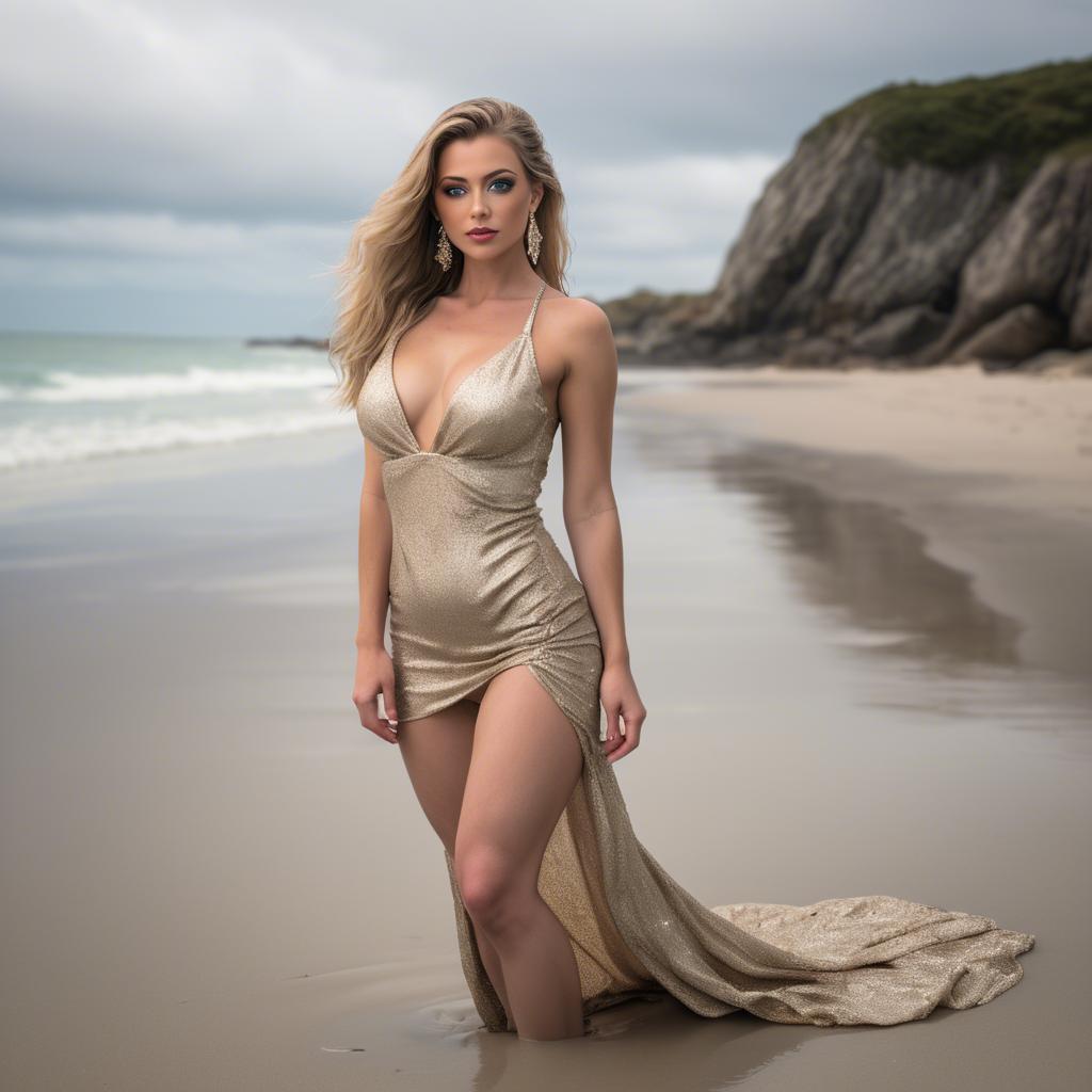 A stunning image of beachside glamour photoshoot with a stunning model.