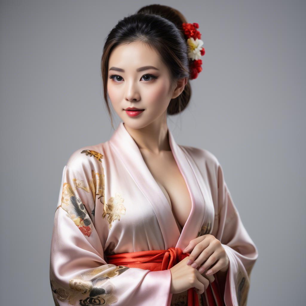 A stunning image of beautiful asian woman in traditional silk robes.