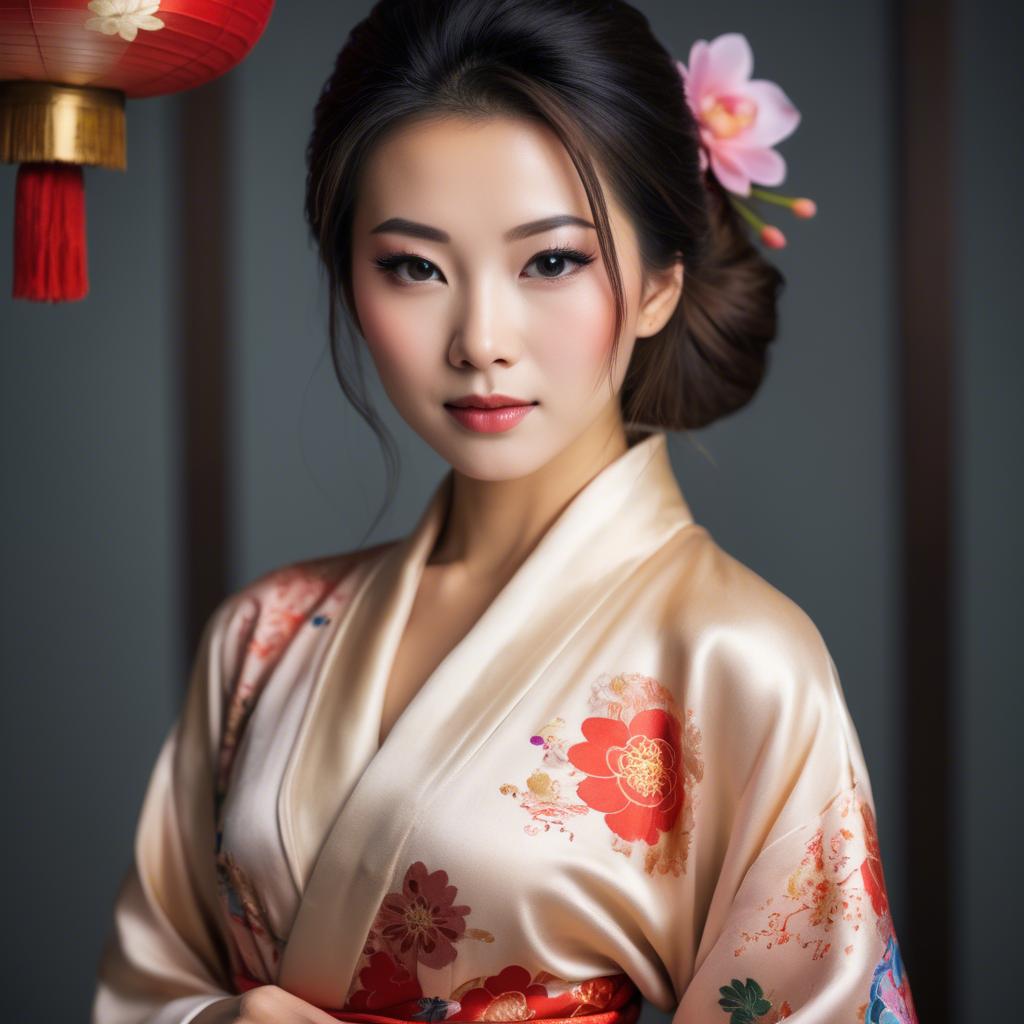 A stunning image of beautiful asian woman in traditional silk robes.