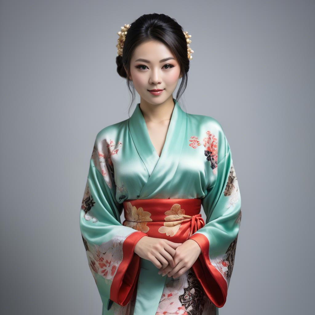 A stunning image of beautiful asian woman in traditional silk robes.