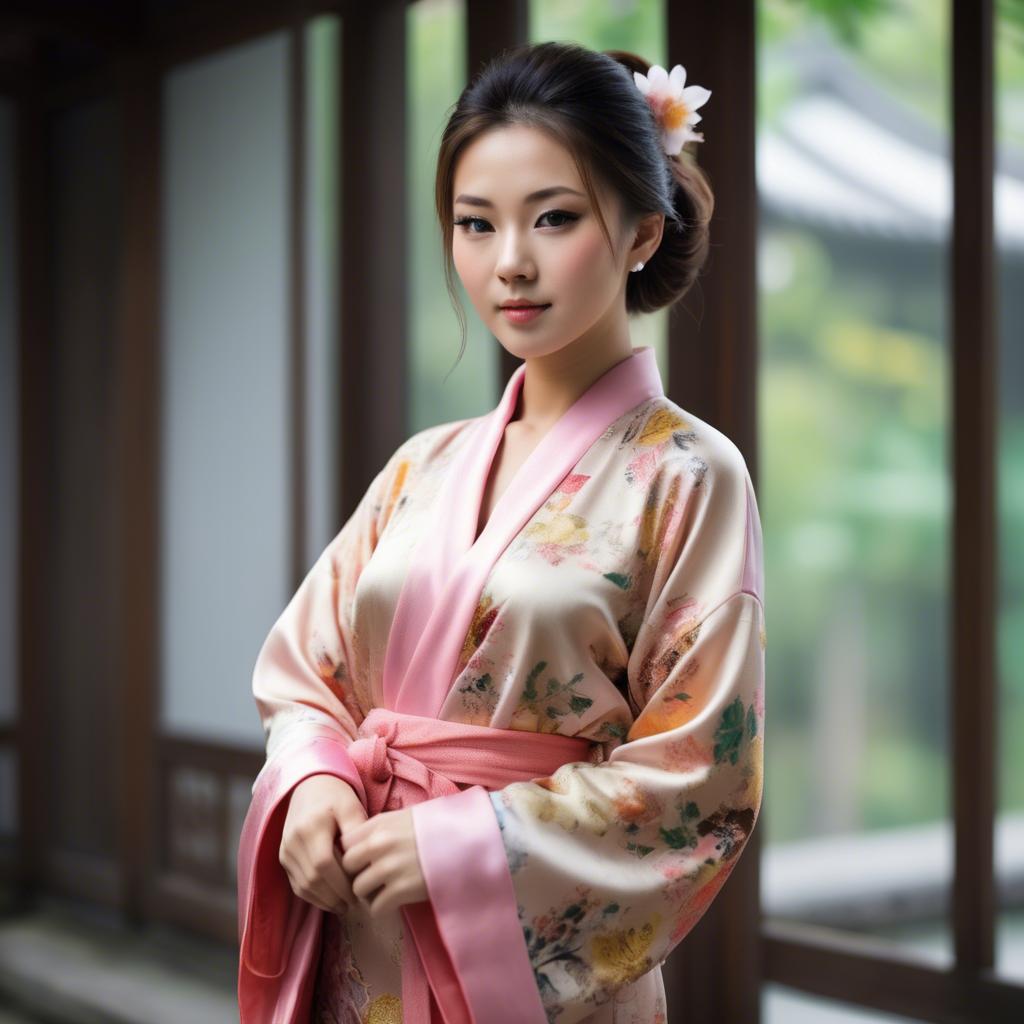 A stunning image of beautiful asian woman in traditional silk robes.