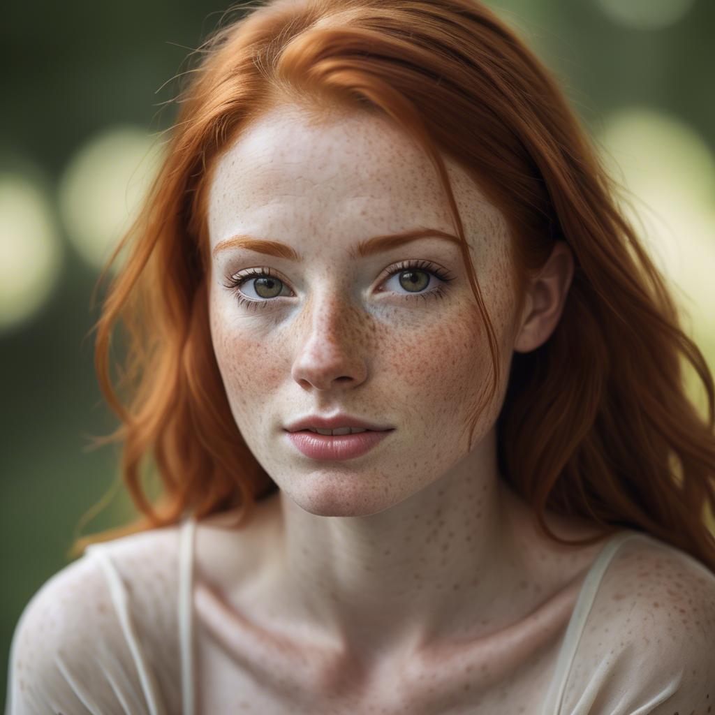 A stunning image of beautiful redhead with freckles in soft natural light.