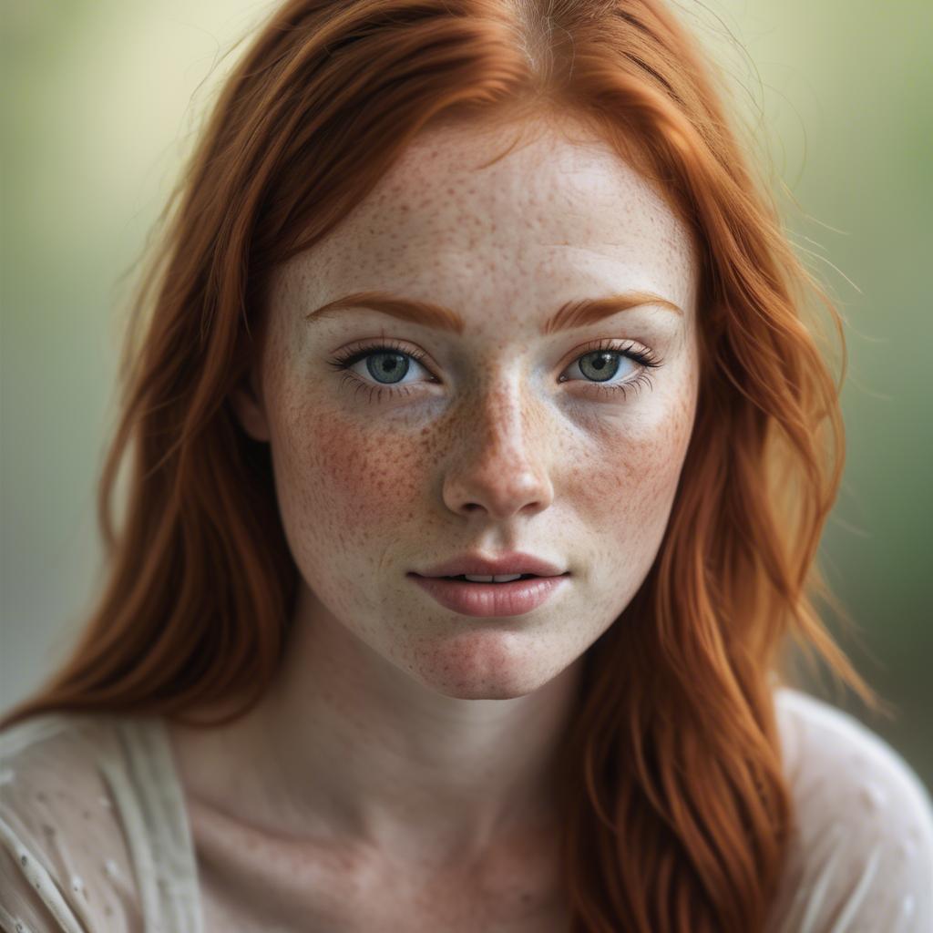 A stunning image of beautiful redhead with freckles in soft natural light.