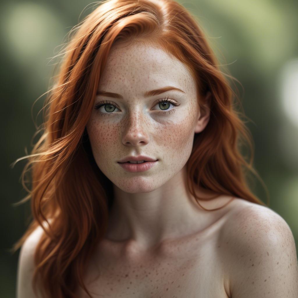 A stunning image of beautiful redhead with freckles in soft natural light.
