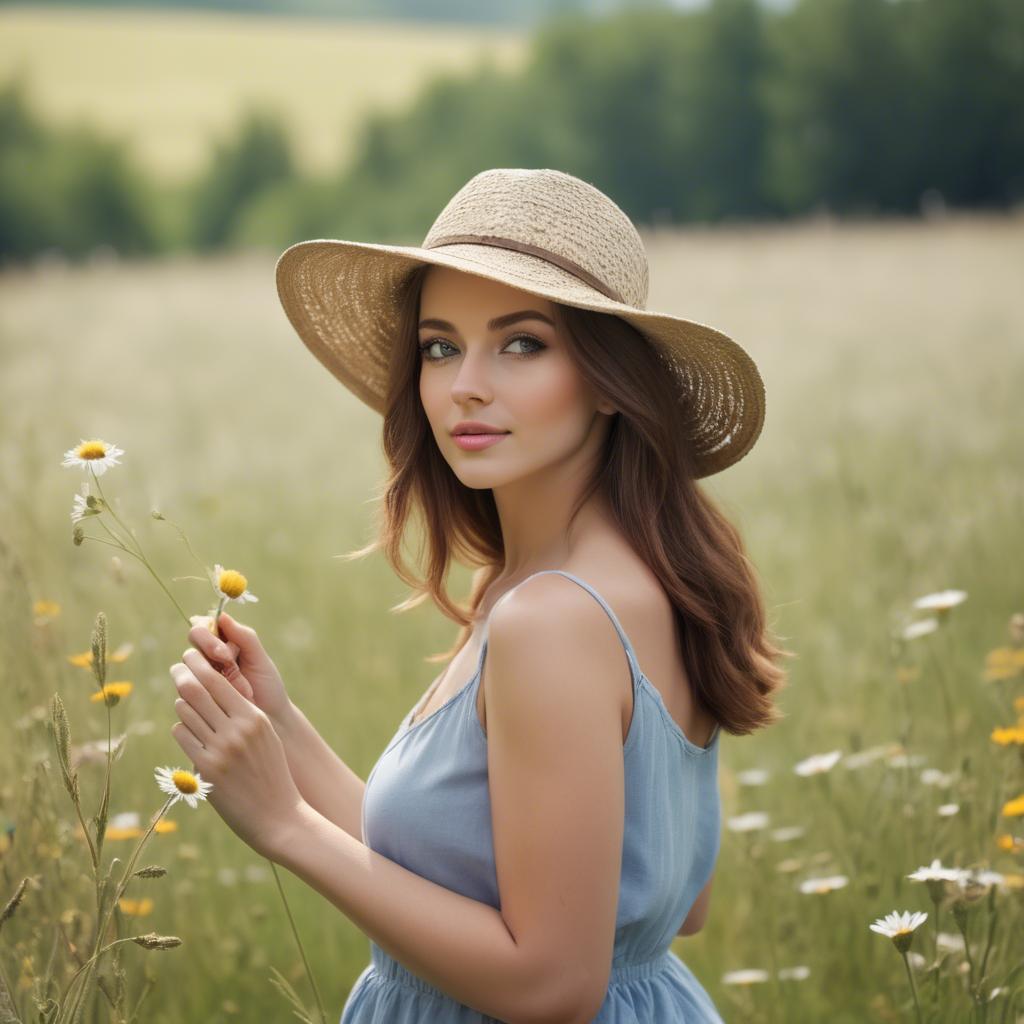 A stunning image of beautiful woman in a summer meadow.