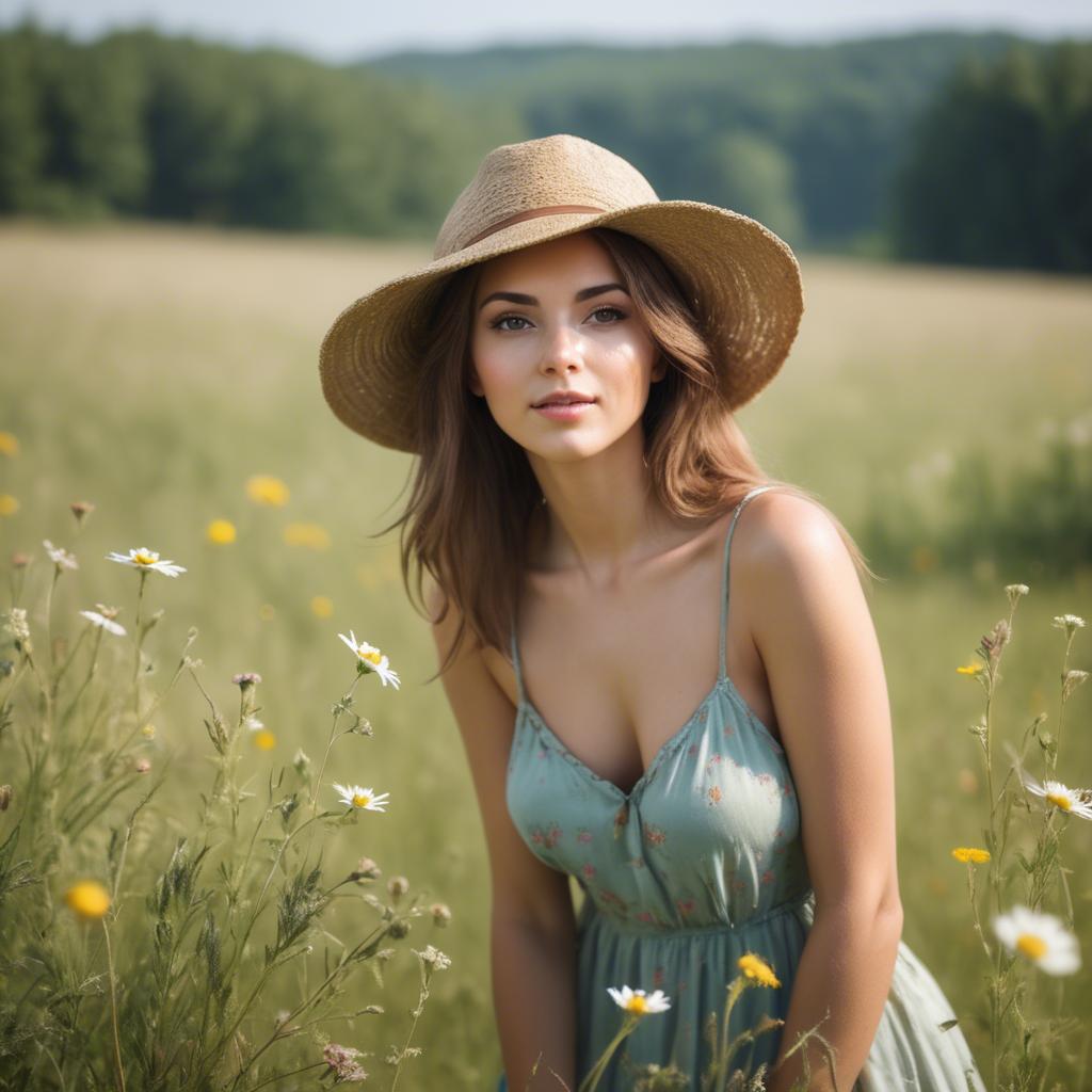 A stunning image of beautiful woman in a summer meadow.