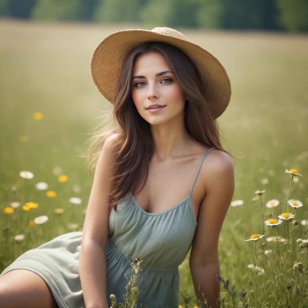 A stunning image of beautiful woman in a summer meadow.