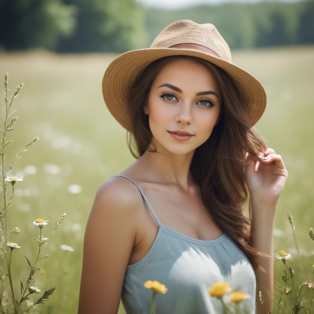 A stunning image of beautiful woman in a summer meadow.
