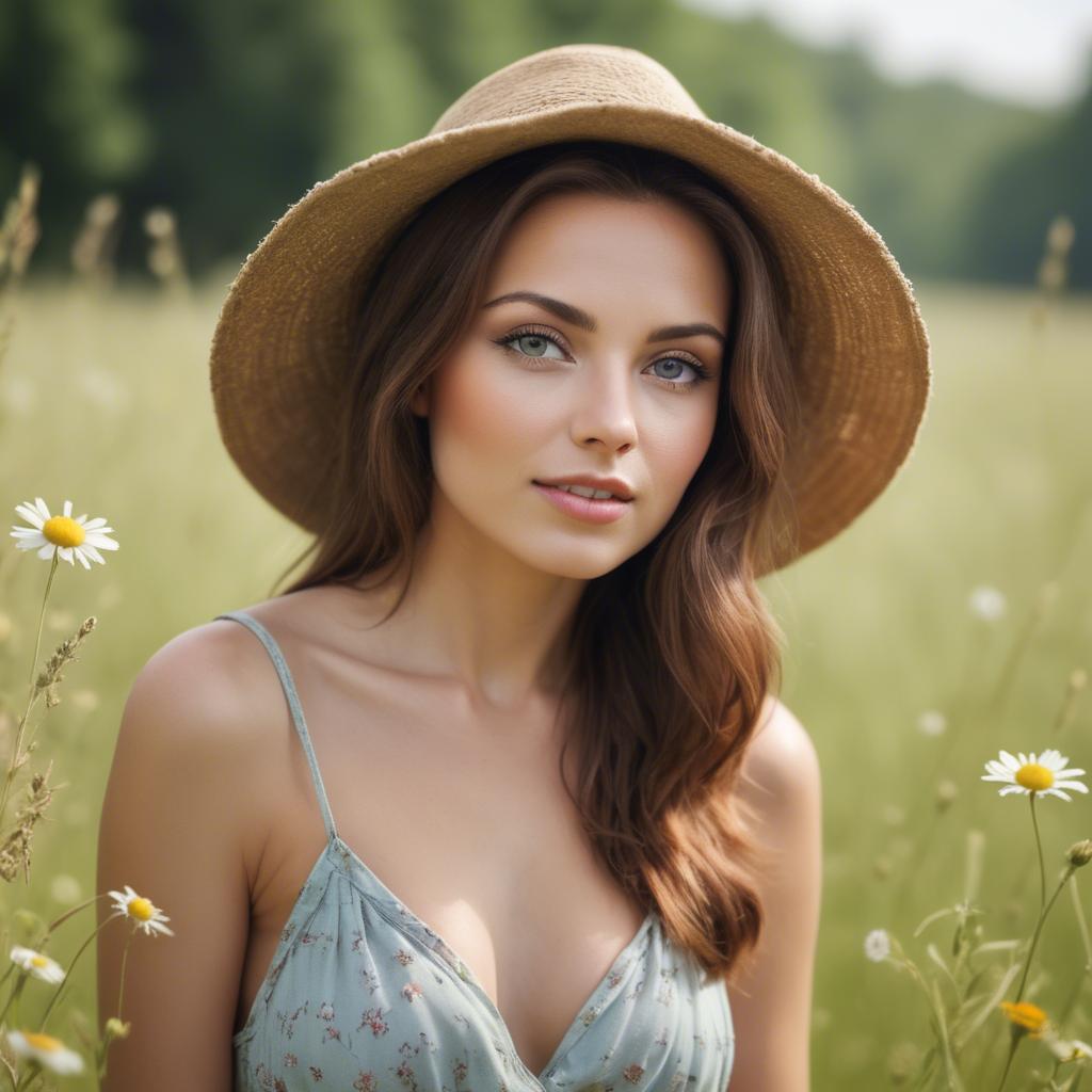 A stunning image of beautiful woman in a summer meadow.
