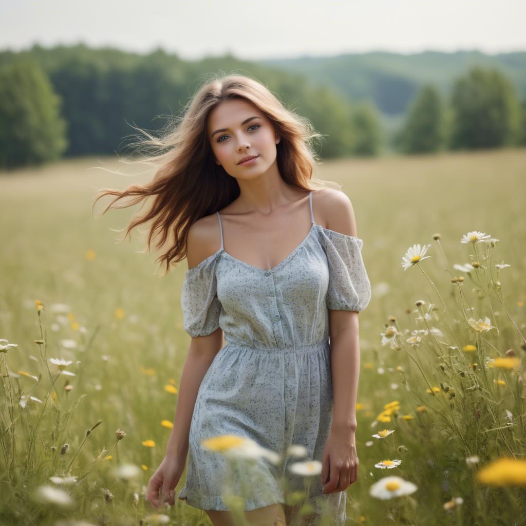A stunning image of beautiful woman in a summer meadow.