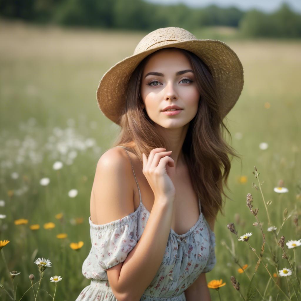 A stunning image of beautiful woman in a summer meadow.
