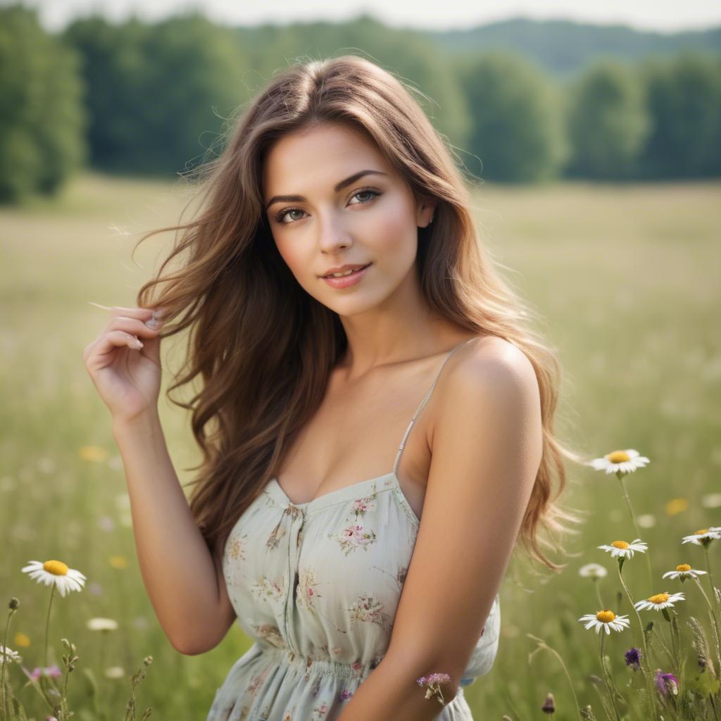 A stunning image of beautiful woman in a summer meadow.