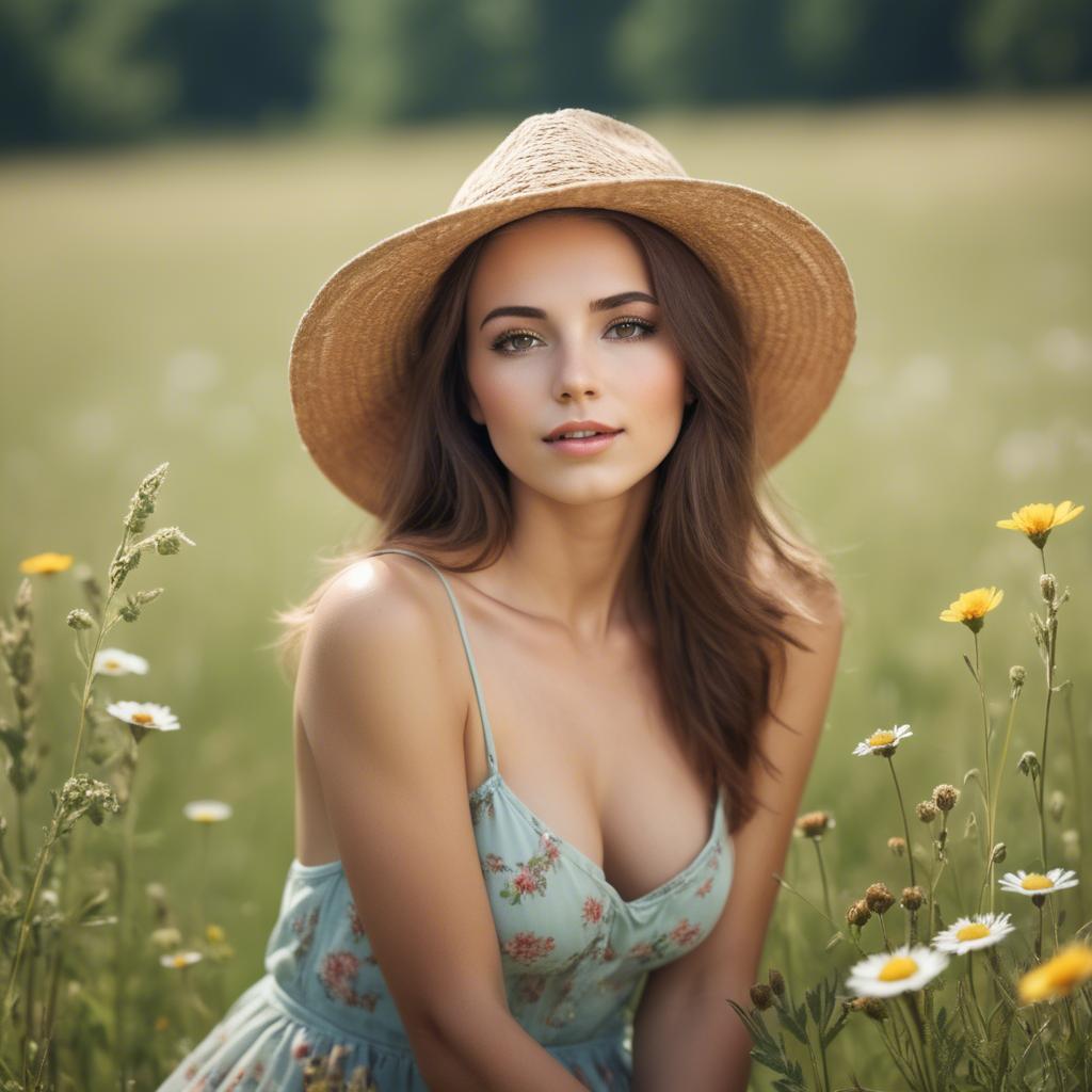 A stunning image of beautiful woman in a summer meadow.
