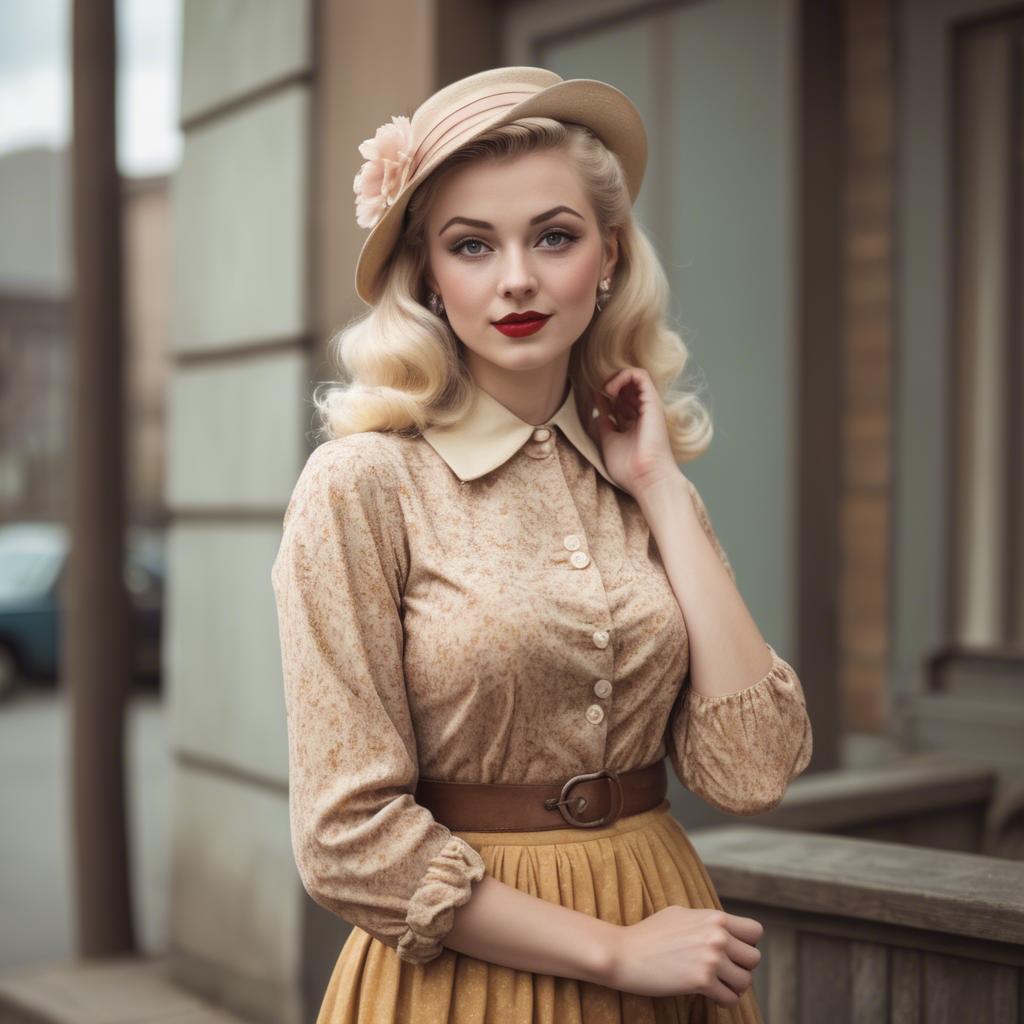A stunning image of blonde woman in a vintage outfit.