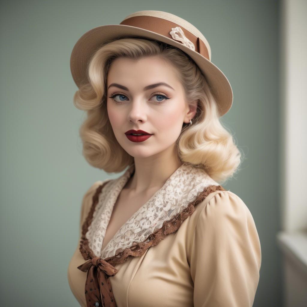 A stunning image of blonde woman in a vintage outfit.