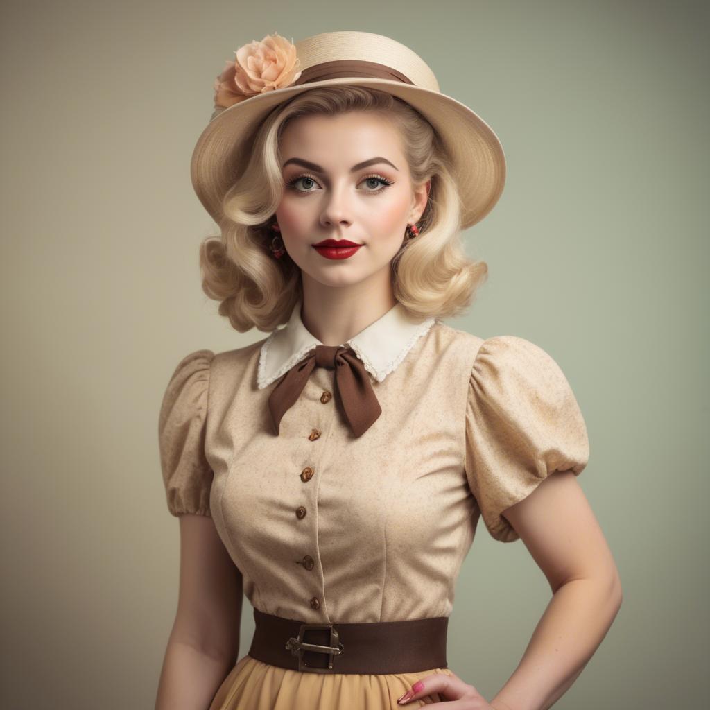 A stunning image of blonde woman in a vintage outfit.