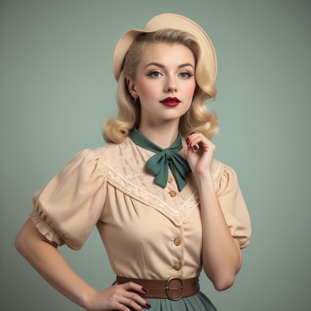 A stunning image of blonde woman in a vintage outfit.