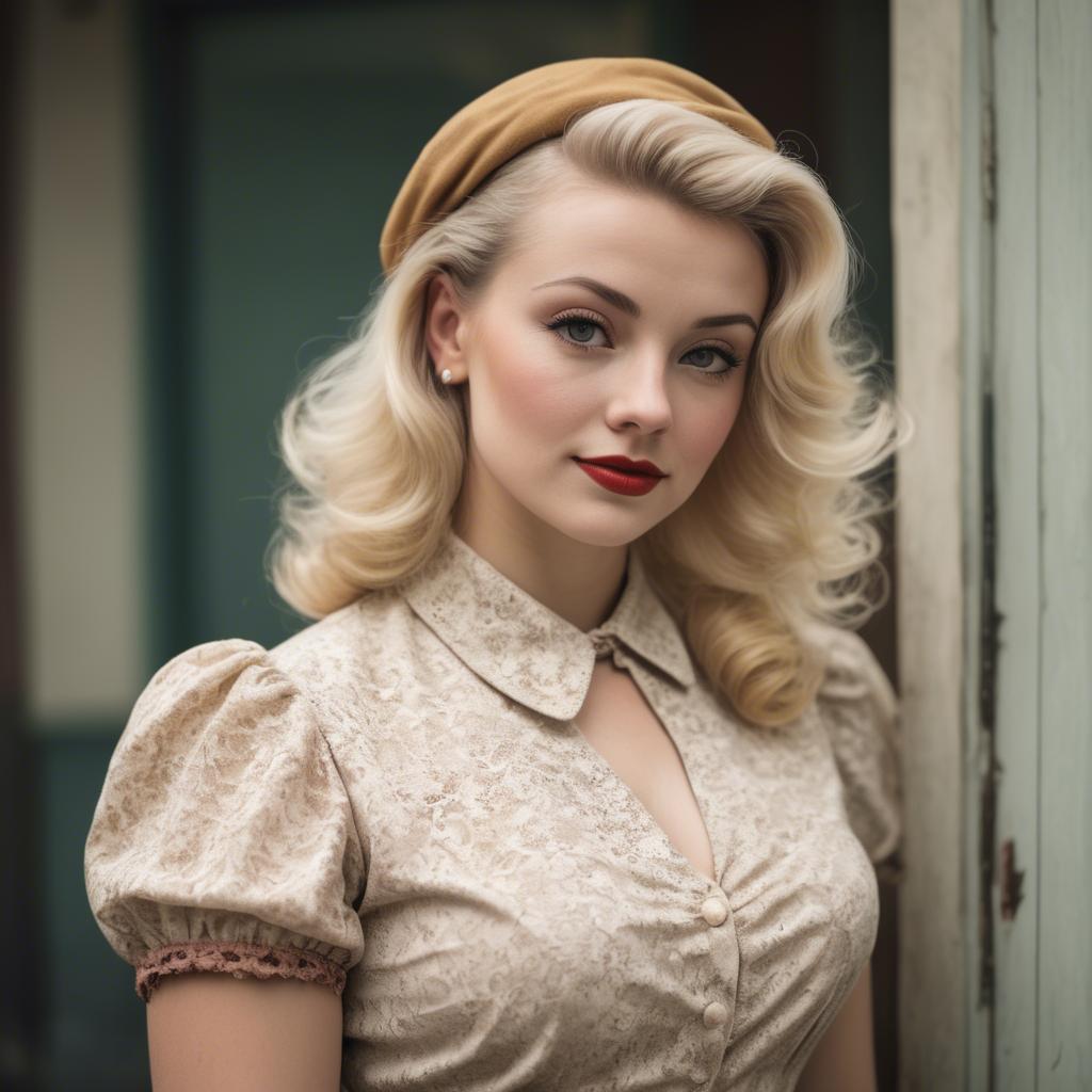 A stunning image of blonde woman in a vintage outfit.