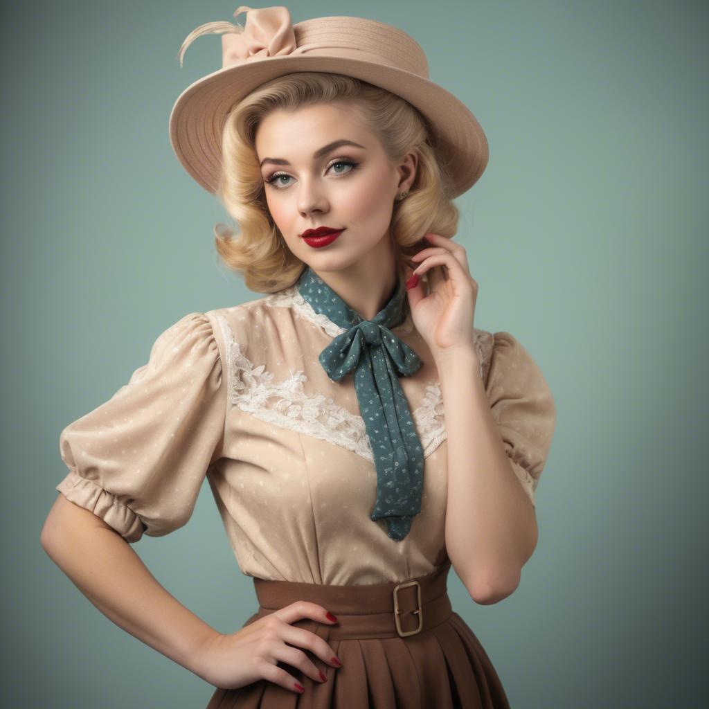 A stunning image of blonde woman in a vintage outfit.