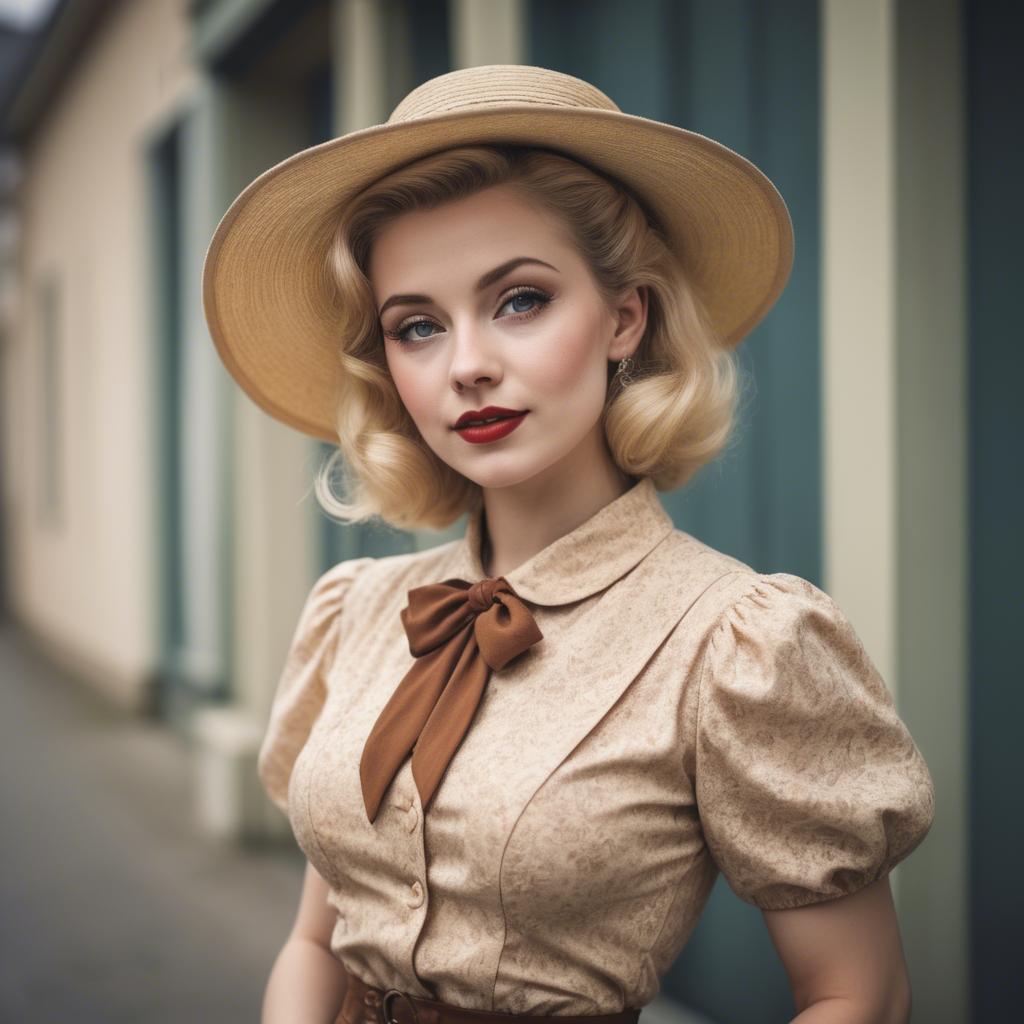 A stunning image of blonde woman in a vintage outfit.