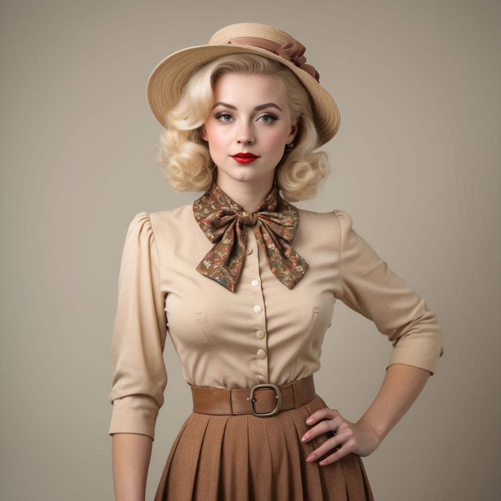 A stunning image of blonde woman in a vintage outfit.