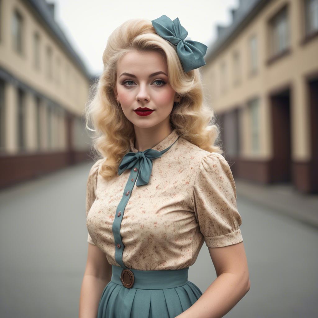 A stunning image of blonde woman in a vintage outfit.