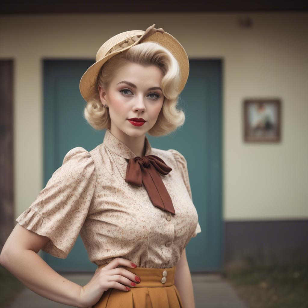 A stunning image of blonde woman in a vintage outfit.